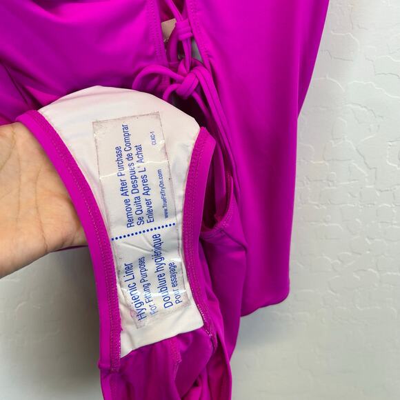 La Blanca Women's One Piece Swimsuit Single Shoulder Tummy Control Pink 14 NWOT - Picture 6 of 7